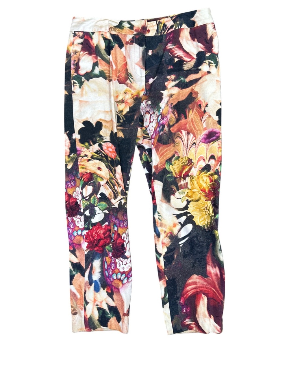 M by Missoni Floral Abstract Cropped Pants - Black, White, Yellow, Red, Purple